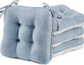 BETU Chair Cushions for Dining Chairs Set of 4,3.5" Thick Kitchen Table Chair Pads with Ties,Non Slip Backing and Covers, Seat Cushion for Dining Room,Bar,Patio Chairs,15.5"X15.5"X3.5",Smoky Blue