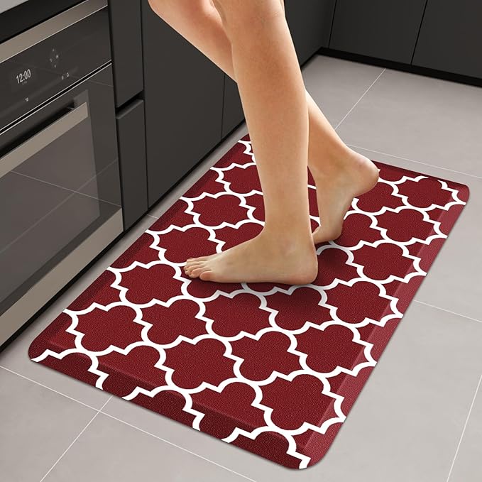 WISELIFE Anti Fatigue Floor Mat - 4/5 Inch Thick Kitchen Mat Non Slip Waterproof Heavy Duty Ergonomic Comfort Mat Durable for Home, Office, Sink, Laundry,(22" x 36", Red)