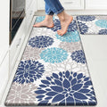 StepLively Kitchen Mats for Floor, 0.47" Anti Fatigue Mats for Kitchen Floor, Kitchen Decor and Accessories Non Slip Washable Mats Set of 2 for Sink, Laundry, 17.3"×30"+17.3"×47", Blue and White