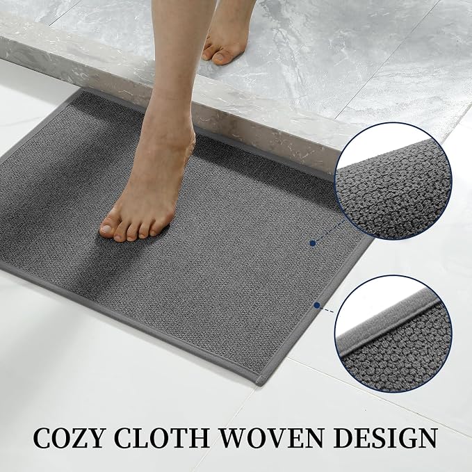 YIHOUSE Long Large Bathroom Rugs Sets 2 Piece, Quick Dry Thin Bath Mat, Non Slip Absorbent Machine Washable, Bath Runner Rug for Tub Sink Home Decor (24"x36" + 24"x59",Dark Gray)