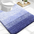 OLANLY Luxury Toilet Rugs U-Shaped 24x20, Extra Soft and Absorbent Microfiber Bathroom Rugs, Non-Slip Plush Shaggy Bath Mat, Machine Wash Dry, Contour Bathroom Mats for Toilet Base, Blue-Violet