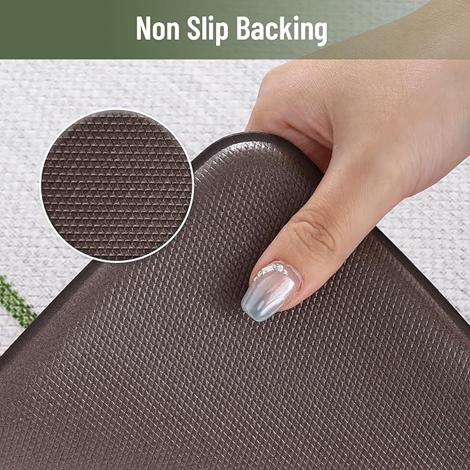 KIMODE Kitchen Mats Cushioned Anti Fatigue, Farmhouse Kitchen Rugs Sets of 2, Non Slip Kitchen Mats for Floor, Comfort Dark Green Kitchen Floor Mats for Home Decor Sink Laundry Desk 17"x47"+17"x29"