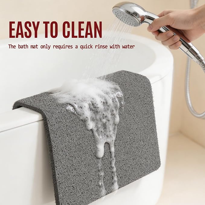 Joyhalo Shower Mat Bathtub Mat Non Slip, Bathmats Non Slip, Quick Drying Foot Scrubber Loofah Mats for Inside Shower, Tub, Bathroom, Home, 17 * 24inch, Grey