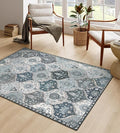 Lahome Moroccan Washable Living Room Rug, 5x8 Rugs for Bedroom Dining Room, Soft Non-Slip Non Shedding Boho Distressed Throw Carpet for Nursery Office Elise, Blue