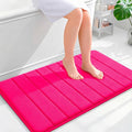 OLANLY Memory Foam Bath Mat 36x24, Super Soft Absorbent Bathroom Rugs, Quick Dry, Machine Washable Shower Floor Rugs, Bathmat Carpet, Bathroom Home Decor Accessories, Hot Pink
