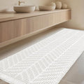 IM HOME Extra Large Waffle Bath Mat, Boho Bathroom Rugs Absorbent Non Slip, Ultra Soft Bathroom Mat, Machine Washable Knit Bath Rugs with Herringbones for Bathroom, Bedroom, Kitchen, 6'x2', White
