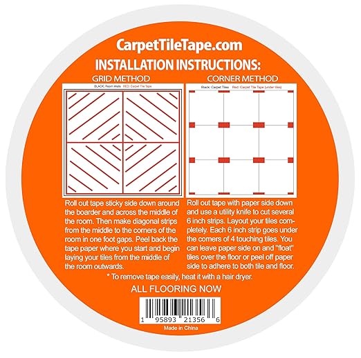 Carpet Tile Tape Double Sided 2in x 90ft - Heavy Duty Reinforced Web Mesh & Residue Free - Indoor Outdoor for Carpet Tiles, Hardwood, Vinyl, Rugs, Carpet, Rubber, Turf & Mat Gripper