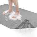 Extra Large Non-Slip Shower Mat, 58.26" x 31.49" Bathroom Shower Mat, Fast-Dry Drainage Hole PVC Bath Tub Mat, Anti Slip Bathroom Safety Accessory for Elderly/Kids, Gray