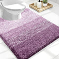 OLANLY Luxury Toilet Rugs U-Shaped 24x20, Extra Soft and Absorbent Microfiber Bathroom Rugs, Non-Slip Plush Shaggy Bath Mat, Machine Wash Dry, Contour Bathroom Mats for Toilet Base, Pinkish-Purple
