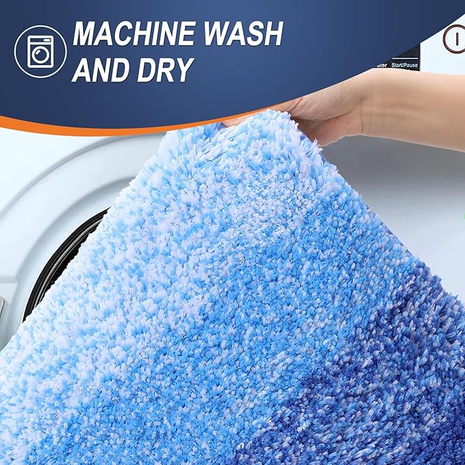 OLANLY Small Bathroom Rugs Mat 24x16, Extra Soft Absorbent Microfiber Bath Rugs, Rubber Backing, Quick Dry, Washable Bath Mats for Bathroom, Tub and Shower, Home Decor Accessories, Light Royal Blue