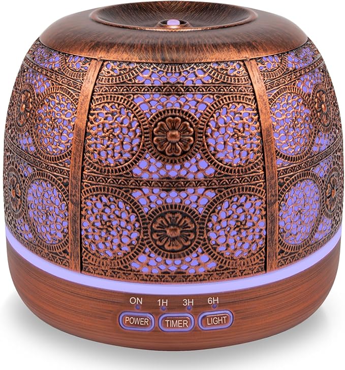 ARVIDSSON 500ml Essential Oil Diffuser, Metal Diffusers for Essential Oils, Aromatherapy Oil Diffuser for Large Room, Color Changing Mood Light & Mist Timer Setting, Gift for Women