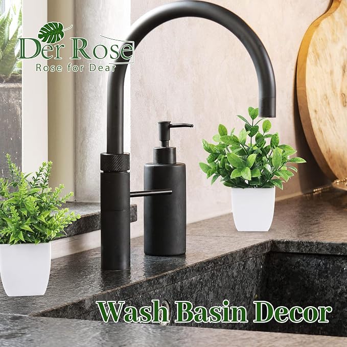 Der Rose 4 Pack Fake Plants Mini Artificial Greenery Potted Plants for Home Decor Indoor Office Table Room Farmhouse