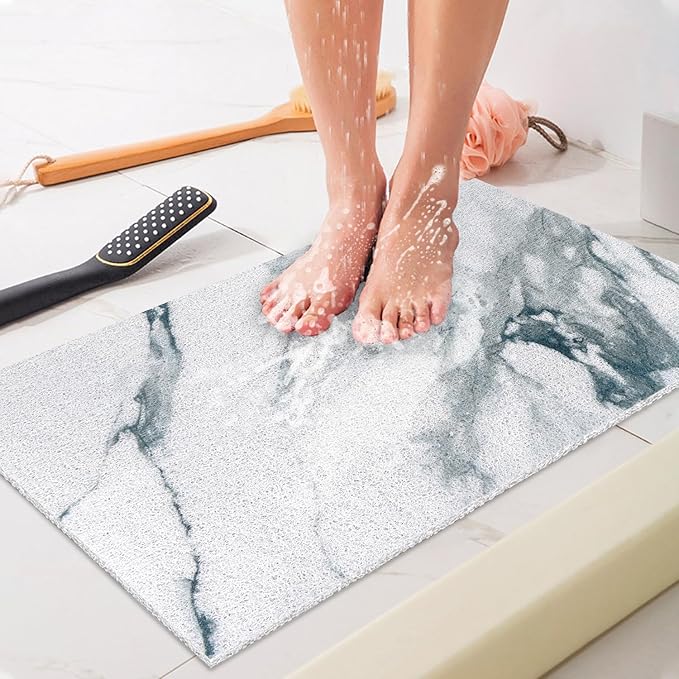 Shower Mat Non Slip - 24x32 Inch Soft Comfort Bath Mat with Drainage Holes, PVC Loofah Massage Bathmat for Shower, Tub, Bathroom, Wet Areas, Quick Drying