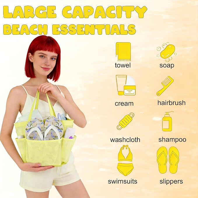 Attmu Mesh Shower Caddy Portable, Quick Dry Hanging Shower Tote Bag for College Dorm Room Essentials, Large Capacity Caddy Dorm for Bathroom Gym Swimming
