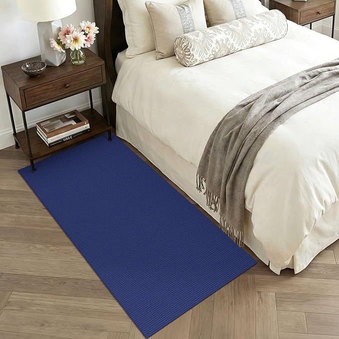 KOZYFLY 3x6 Washable Runner Rug, Non Slip Wide Runners for Hallway, Woven Large Entryway Runners, Braided Floor Carpet Runner for Entry, Kitchen, Bedside, Hall, Royal Blue/Navy
