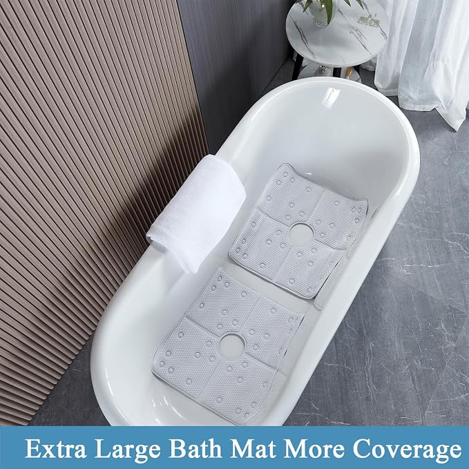 Webos Bathtub Mat Non Slip: Soft Safety Foam Bath & Shower Mat for Tub Suitable for Families 21 X 21Inch with Drain Holes and Suction Cups Massage Tub & Shower Mat for Bathroom (White)