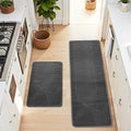 Kitchen Mat Set of 2 PCS, Anti Fatigue Kitchen Floor Mat, Kitchen Runner Cushioned Non Slip for Kichen, Office, Balcony, Gray, 17" x 30"+17" x 47"