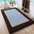 DEXI Bathroom Rugs 36x24, Absorbent Extra Soft Plush Microfiber Bath Mat for Bathroom, Non Slip Washable Bathmat Quick Dry for Shower Floor, Sink, Tub, Laundry Room, Brown and Light Blue