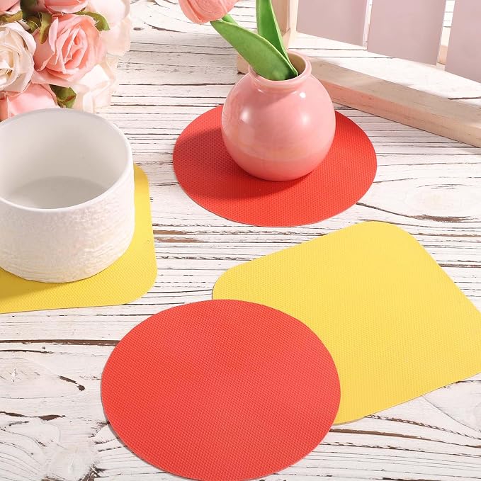 4pcs Jar Opener Gripper Pads, Rubber Can Opener Bottle Lid Cap Gripper Pads for Weak Hands Seniors Elderly Multi-Function Kitchen Coasters Gadgets (Red, Yellow)