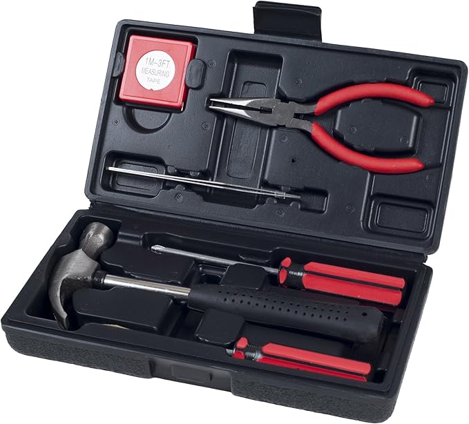 Stalwart - 75-HT1007 Household Hand Tools, Tool Set - 6 Piece by , Set Includes – Hammer, Screwdriver Set, Pliers (Tool Kit for the Home, Office, or Car) Black