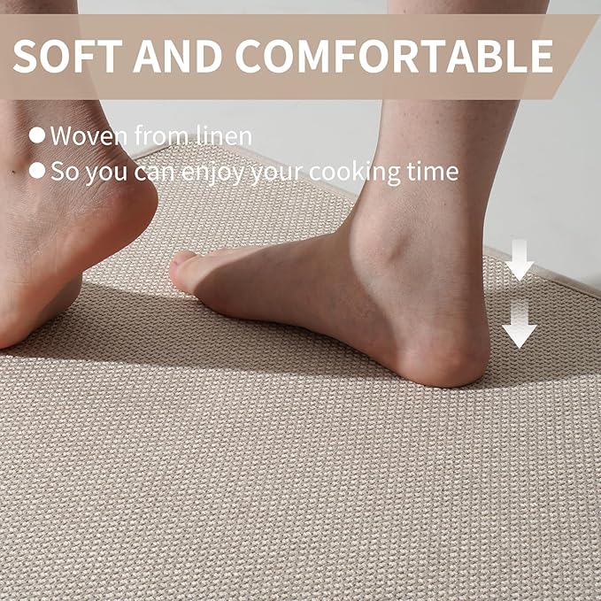 YDKGL Kitchen Rugs and Mats Non Slip Washable, Absorbent Runner Rugs for Kitchen, Front of Sink, Kitchen Mats for Floor，Easy to Clean and Maintain Kitchen Floor mat(Beige, 17"x59")