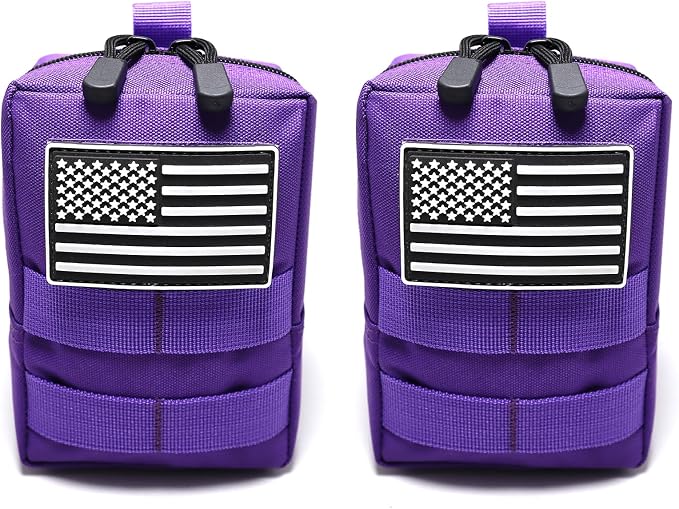 2 Pack Tactical Molle Pouches Small Molle Utility Pouch Small Tactical Accessory Bag Belt Pouches Vest Pouch Compact Water-Resistant EDC Pouch with Flag Patch