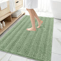 OLANLY Thick Large Bathroom Rugs 59x35, Extra Soft Absorbent Chenille Striped Bath Rugs, Rubber Backing, Machine Wash, Bath Mats for Bathroom Floor, Tub and Shower, Home Decor Accessories, Sage Green