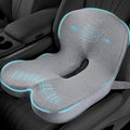 Car Seat Cushion, Memory Foam Driving Cushion with Adjustable Strap, Ergonomic Pad for Car & Semi Truck, Office Chair Cushion for Sciatica & Lower Back Pain Relief, Light Gray