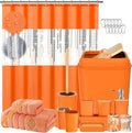 Bathroom Set- Bathroom Accessories Set with Sequin Shower Curtain Set Orange Bathroom Decor with Towel Set Bathroom Decor