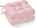BETU Pink Chair Cushions for Dining Chairs Set of 2,3.5" Thick Kitchen Table Chair Pads with Ties,Non Slip Backing and Covers, Seat Cushion for Dining Room,Bar,Patio Chairs,15.5"X15.5"X3.5",Pink