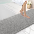 Smiry Luxury Chenille Bathroom Rugs 70x24, Extra Soft and Absorbent Shaggy Bath Mat, Machine Washable, Non-Slip Plush Carpet Runner for Tub, Shower, and Floor, Home Decor Accessories, Light Grey