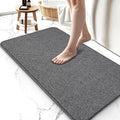 Upgraded Bath Mat 24x36Inch, Thin Bath Mats Rugs with Rubber Backing Non-Slip, Absorbent,Quick Dry Machine Washable, Home Decor Accessories Cozy Cloth Bathroom Rugs fit Under Door/Sink/Tub-Dark Grey