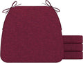 AAAAAcessories D-Shaped Chair Cushions, 2" Thick Dining Chair Pads with Ties and Removable, Machine-Washable Cover, 17" x 16", Set of 4, Wine Red