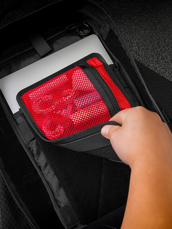 TACTICAL_GEEK EDC Organizer Board, Anti-Slip Elastic Woven Board, Utility Bag Insert Panel for Small Gear, Backpack Accessories (TCM10-Black Red)
