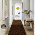 Ophanie Runner Rug for Hallway, 2x6 Washable Non-Slip Fluffy Soft Bedside Rugs, Bedroom Living Room Shaggy Carpet for Kids Girls Boys Dorm Nursery Home Decor Aesthetic, Brown