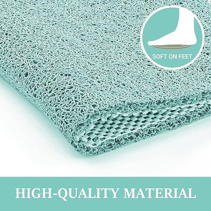 LuxStep Shower Mat Bathtub Mat,47x16 inch, Non-Slip Bath Mat with Drain, Quick Drying PVC Loofah Bathmat for Tub,Shower,Bathroom (Phthalate Free,Green)