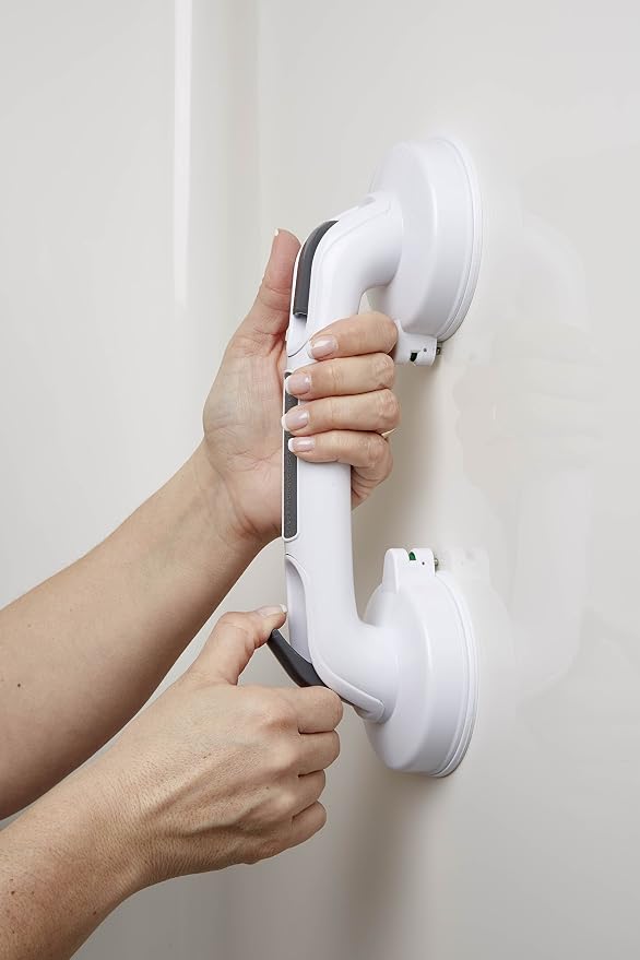 Medline Bath Safety Suction Cup Assist Bar, 12 Inch - Secure Grip, Easy Installation, Ideal for Medical Patients, Hospitals, Nursing Homes, White