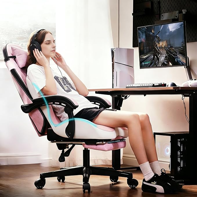 Seat Cushion for Office Chair and Car, Lumbar Support Pillow for Office Chair, Memory Foam Ergonomic Seat Cushion for Long Sitting, Back & Tailbone Pain, Sciatica - Pink & Gray