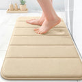 OLANLY Memory Foam Bath Mat 35x16, Super Soft Absorbent Bathroom Rugs, Quick Dry, Machine Washable Shower Floor Rugs, Bathmat Carpet, Bathroom Home Decor Accessories, Beige