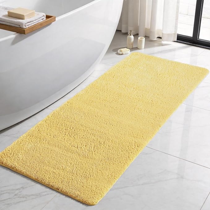 TYUU Bathroom Runner Rug, Ultra Soft Long Bath Mat Machine Washable Super Absorbent Quick Dry Bathroom Runner Rugs 24 x 60 Non Slip, Yellow 24" x 60"