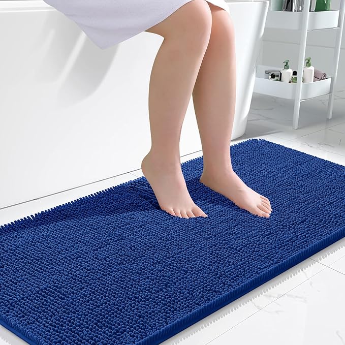 OLANLY Large Bathroom Rugs 45x27, Extra Soft Absorbent Chenille Bath Rugs, Rubber Backing Quick Dry, Machine Washable Bath Mats for Bathroom Floor, Tub and Shower, Home Decor Accessories, Royal Blue