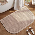 YDKGL Bathroom Rugs Mat 20x31, Non Slip Ultra Thin Bath Mat Quick Dry Absorbent Washable Half Round Bath Mats for Bathroom Floor Rubber Backed Fit Under Door Brown