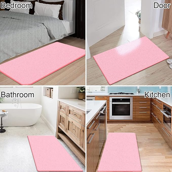 godehone Shower Mats Non Slip Without Suction Cups, PVC Loofah Bathroom Mats, Loofah Mats for Shower and Bathroom, Quick Drying, 23.6× 47.2 Inch, Pink