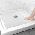 Square Shower Mat Non Slip: 27x27 Inch Extra Large Shower Floor Mat with Drain Hole in Middle - Soft PVC Loofah Bath Mat for Shower - Anti Slip Shower Stall Mat for Elderly and Kids