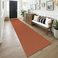 KOZYFLY Orange 2.5'x14' Runners Rugs for Hallway, Long Washable Runner Rug, Woven Non Slip Kitchen Runner, Flatweave Entryway Rug, Floor Carpet for Entry, Aisle, Hall, Burnt Orange/Tan