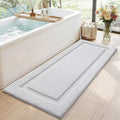 LUMI Extra Large Ultra Soft Bathroom Rugs Non Slip with Rubber Backing, Absorbent Washable Bath Mat Quick Dry, Upgraded Premium Microfiber Plush Carpet for Bathtub and Shower Floor, White, 24x60