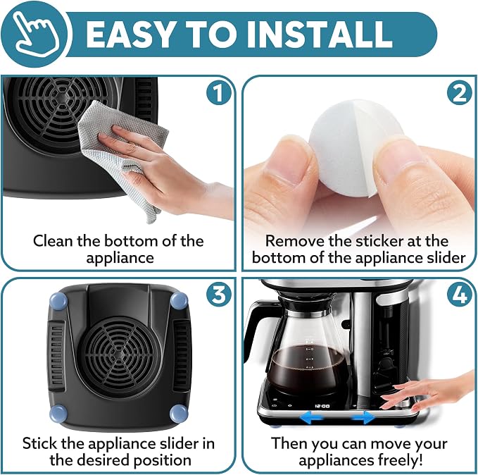 8PCS Appliance Sliders for Kitchen Grey,Self-Adhesive Small Kitchen Appliance Slider Hacks Easy to MovIing & Space Saving Must Have Gadgets Mixer Accessories for countertop