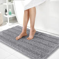 OLANLY Thick Large Bathroom Rugs 40x24, Extra Soft Absorbent Chenille Striped Bath Rugs, Rubber Backing, Machine Wash Dry, Bath Mats for Bathroom Floor, Tub and Shower, Home Decor Accessories, Grey