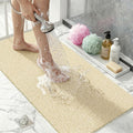 Non Slip Loofah Shower Mat 32"x16", Quick Drying Mats with Drain Hole, Soft Trimmable PVC Loofah Massage Bathmat for Shower, Kitchen, Hotel, Tub, Floor, Home, Beige