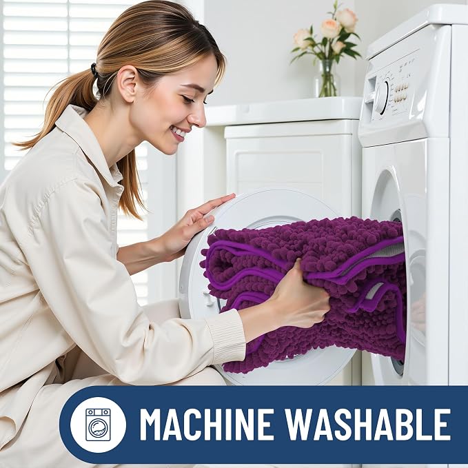 Smiry Bathroom Rugs Mat 24x16, Extra Soft Absorbent Chenille Bath Rugs, Non Slip Rubber Backing Machine Washable Quick Dry Bath Mats for Bathroom Floor, Tub, Shower, Home Decor Accessories, Violet